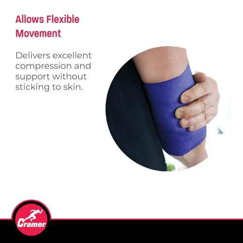 Image of Cramer Eco-Flex Self-Stick Stretch Tape, Cohesive Tape, Flexible Elastic Sports Tape, Athletic Training Room Supplies, Easy Tear & Self-Adherent Bandage Wrap, Single 5 Yard Roll, Blue