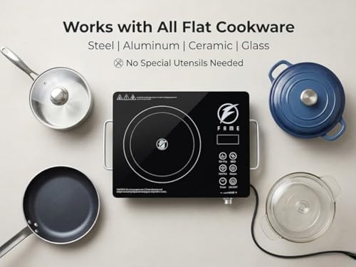 Image of Fame Infrared Cooktop 2200W Electric Stove with Grill Rack | Crystal Glass Top | Fast Heating | Tandoor Style Cooking | Compatible with All Utensils | Portable Design | Temperature Control