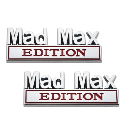 Image of 2Pc Madmax Edition Emblem 3D Badge Stickers with Double Tape for Cars, Trucks, Motorcycles, Boats (Chrome Red)