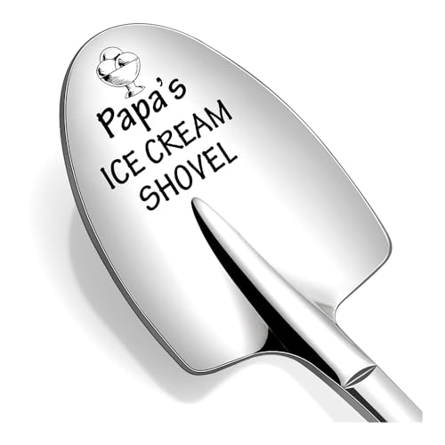 Gift for Papa Grandpa from Granddaughter Grandson Papa's Ice Cream Shovel Spoons for Grandfather Granddad Father's Day Birthday Gifts for Pop Papa Ice Cream Coffee Scoop