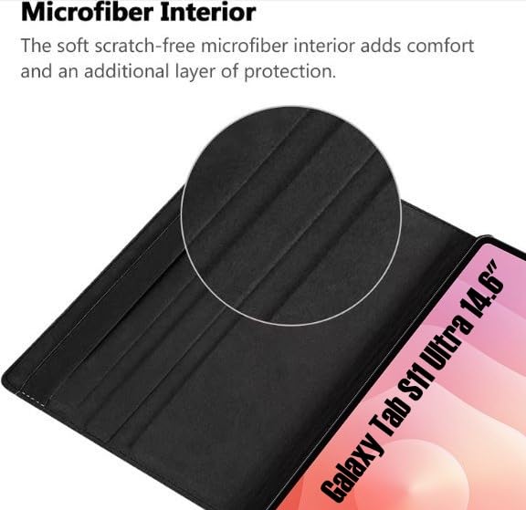 Image of HyperCase Flip Case Cover for Samsung Galaxy Tab S11 Ultra 14.6 inch Leather Stand Smart Case Cover 360 MultiAngle Rotatable Case Cover, Black