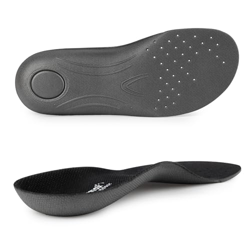 Knixmax Outdoor Women Breathable Orthotic Insoles for Crocs Ultra Thin Clogs Inserts with Arch Support Washable Sockless Barefoot Liners for Flat Feet Plantar Fasciitis Unisex Black Size US5/EU37-38