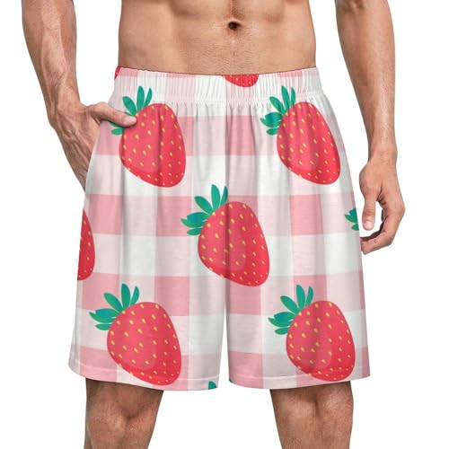Maillot de bain homme pantalon court de sport et shorts de surf plaid fraise