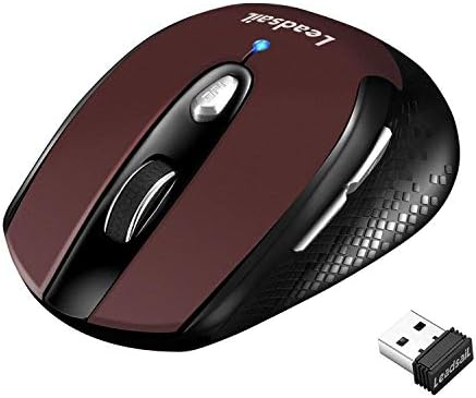 LeadsaiL Wireless Mouse for Laptop, 2.4G Portable Slim Cordless Computer Mouse Less Noise for Laptop Optical Mouse with 6 Buttons,USB Mouse for Windows 10/8/7/Mac/MacBook Pro/Air/HP/Dell/Lenovo/Acer