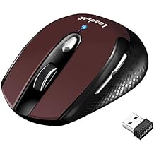LeadsaiL Wireless Mouse for Laptop, Silent Cordless USB Mouse, 6 Buttons, Battery Included, 1600DPI with 3 Adjustable Levels Dark Red