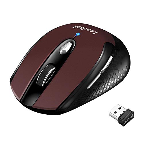 LeadsaiL Wireless Mouse for Laptop, 2.4G Portable Slim Cordless Computer Mouse with 6 Buttons, USB Mouse for Windows 10/8/7/Mac/MacBook Pro/Air/HP/Dell/Lenovo/Acer