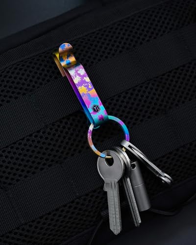 Image of KeyUnity KM00 Titanium Belt Loop Keychain Clip Double Side Quick Release Key Holder with Detachable Key Ring