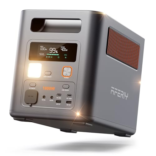 AFERIY P180 Pro Station Électrique Portable 1800W, 1024Wh Extensible à 5120Wh Générateur Électrique, Recharge Rapide 0-80% en 36Min, Batterie Nomade...