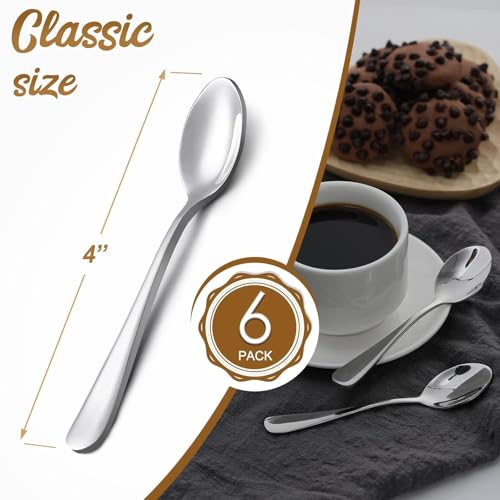 Image of VaaDream 6-Piece Demitasse Espresso Spoons, 6 Inches Stainless Steel Coffee Spoons