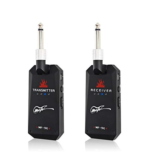 Mefe 5.8GHz Wireless Guitar System Rechargeable Audio Guitar System Wireless Digital Transmitter Receiver Set for Electric Guitar Bass (Black)