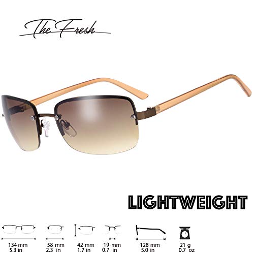 Minimalist Semi-rimless Rectangular Sunglasses for Men Women - Exquisite Packaging3