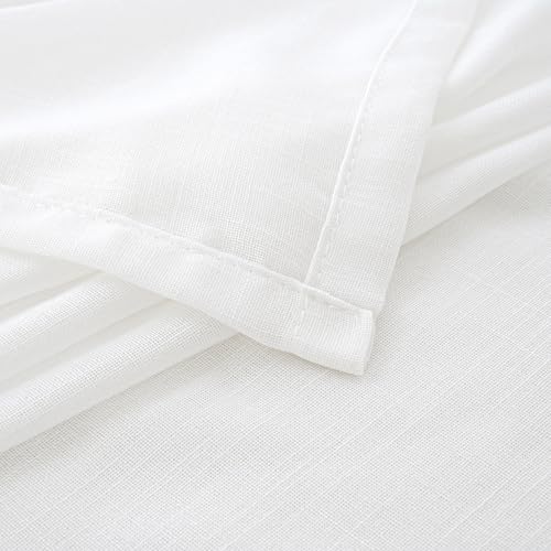 Image of BGment White Linen Cafe Curtains 36 Inch Length, Small Drapes Semi Sheer for Bathroom Kitchen Decor Lightweight Rustic with Rod Pocket, 2 Panels Set, Each 24 Inch Wide