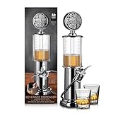BLKSMITH Pump Liquor Dispenser for Home Bar | Vintage Style Chrome Plastic 30 Fl. oz Liquor Decanter for Man Cave Decor | Beverage Dispenser for Scotch, Vodka, Cocktails, Non-Alcoholic Drink and More