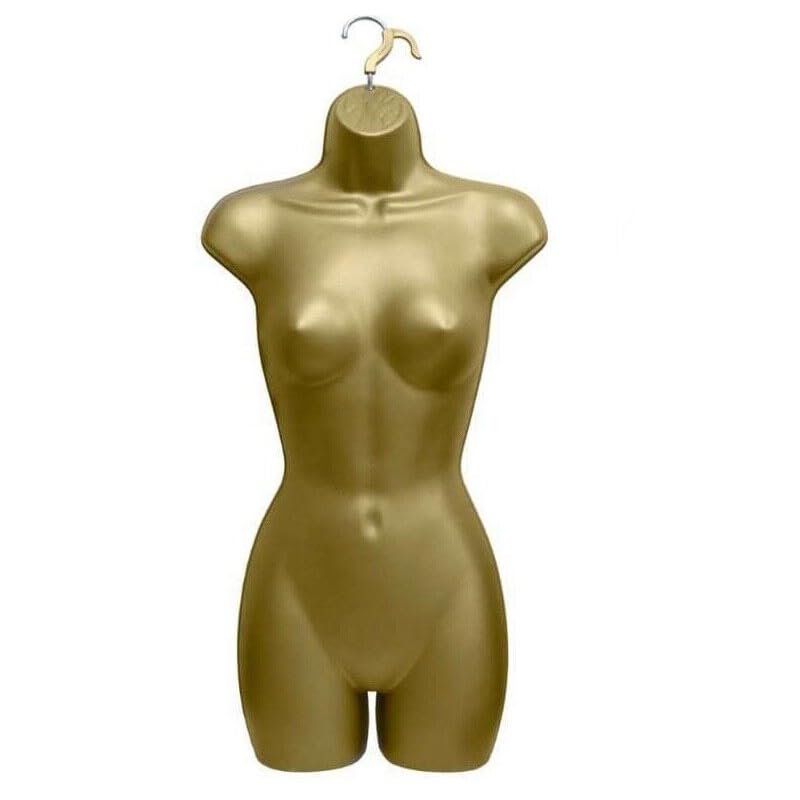 Adult Female Full Size Hanging Body Form Display Mannequin Body Form Mannequin Display Form Ideal for Shop Display, Market Traders (Gold)
