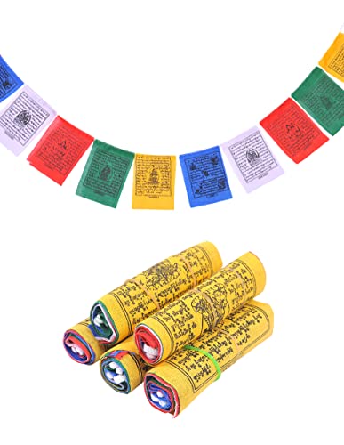 Tibetan Prayer Flags Outdoor Zen Colorful Buddhist Banner Chakras Sacred Geometry Flag Made in Nepal Wind Horse Traditional Mantras