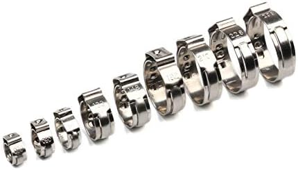 100pcs 4.7-23.5mm Single Ear Hose Clamps 304 Stainless Steel Single Ear Hose Clips Ear Pipe Clamps for Sealing Kinds of Hose(7.3-9.0mm)