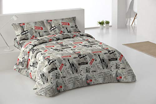 PimpamTex – Juego de Funda Nórdica para Edredón + Fundas Almohada para Cama – (260_x_240_cm, Nueva York)
