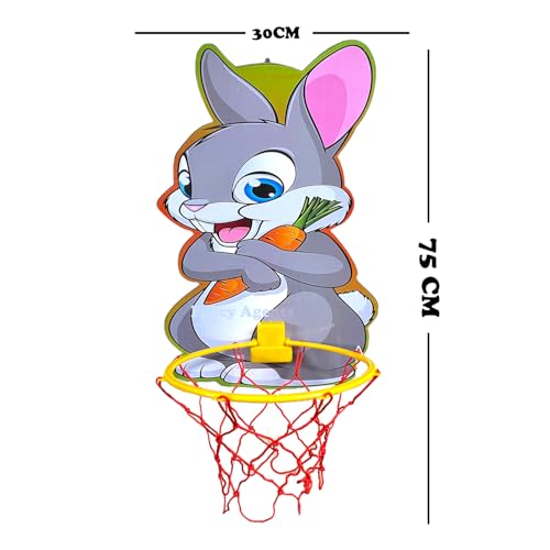 Image of Basket Ball for Kids for Boys /Girls| Rabbit Animal Basketball Set|Basketball Portable Set with Hanging Board, Ring Net for Indoor and Outdoor Games| Birthday & Return Gift Set Standard