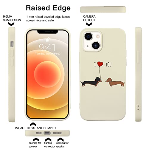 Idocolors Couple Dog Phone Case for iPhone 14 Pro Max,White Animal Liquid Silicone Dachshund Dog Pattern Cases,Cartoon Soft Gel Rubber Full-Body Protective Microfiber Lining Shockproof Cover - image 5