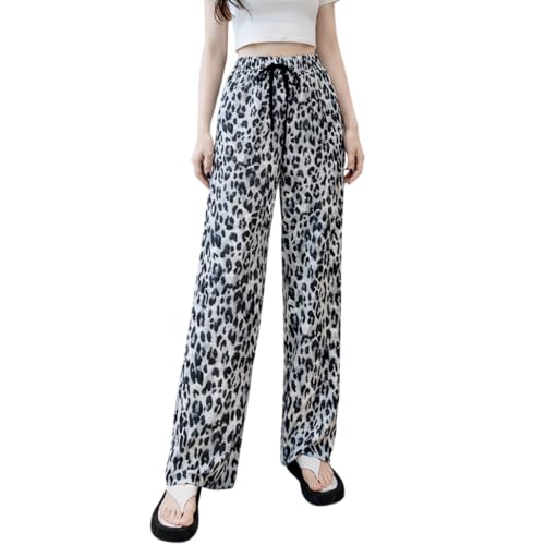 Image of Celary Women's Printed Palazzo Pants - Silk Blend High Waist Wide Leg Trousers | Elastic Waist Relaxed Fit Casual Flowy Pants for Travel, College, Office