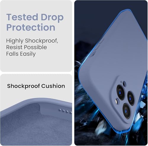 Image of DIZORO Square Candy Liquid Silicone iPhone Case Back Cover for iPhone 11 Pro, All Cube Series with Microfiber Lining Compatible iPhone (11 Pro 5.8 inch, Lavender Grey)