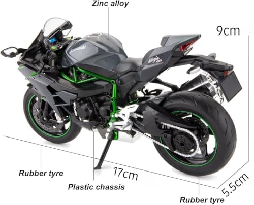 Image of Compatible for 1:12 Kavasaki Ninja H2R Motorcycle DieCast Model, Suspension and Hand Free Roller, Toy Motorcycle Collection with Music Lighting Toy for Kids (Ninja Kawasaki -Grey)