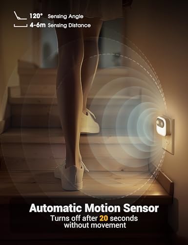Image of JandCase Motion Sensor Night Light, Night Lights Plug into Wall 2 Pack, 3000K /4000K /5000K Motion Activated Night Light, Light Sensor & Motion Sensor Nightlight for Bedroom, Stairs, Hallway