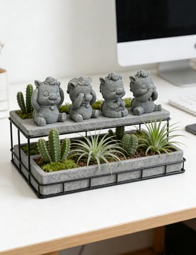 Figuras de potro adorables set de 4 piezas para escritorio y jardín miniatura 5