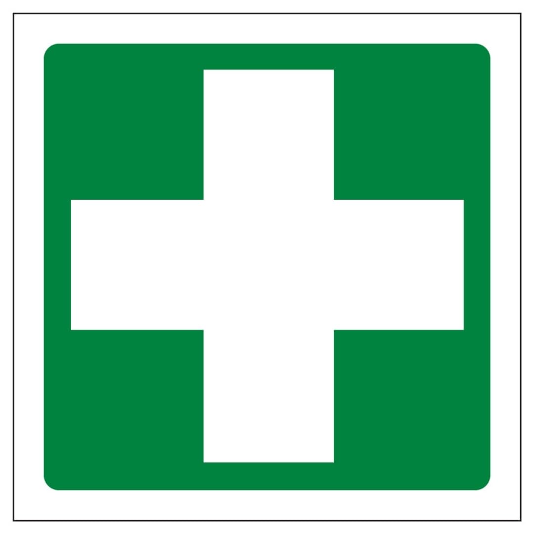 V Safety First Aid Symbol 150 x 150 mm - 2mm Rigid Plastic Safety Sign