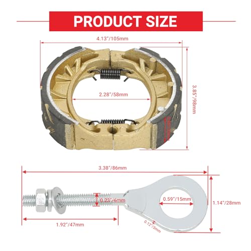 Image of GREHUA Mini Bike Brake Shoes & Chain Adjuster Kit Compatible with Coleman CT200U CT200U-EX BT200X Massimo Baja Warrior MB165 MB200 Predator 212cc 196cc 6.5hp GY6 49cc 50cc Chinese Scooter Moped Parts