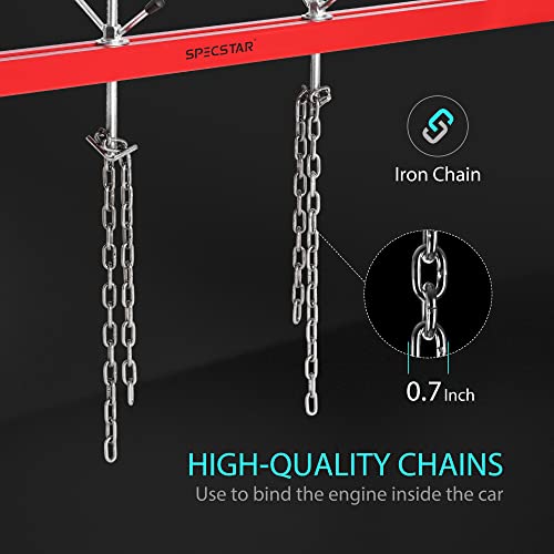 Specstar 1100 Lbs Engine Support Bar Transverse Hoist For Motor Transmission With 2 Points Lift Holder And Dual Hooks #TOP3