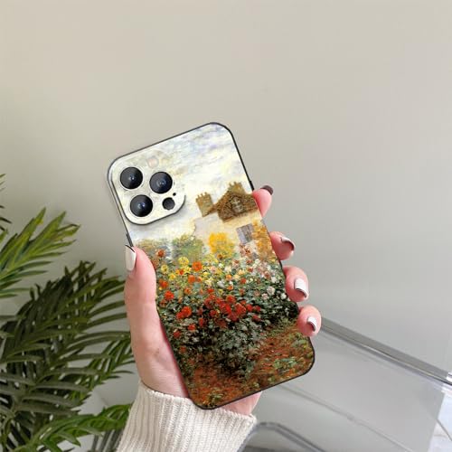 WMCFNG Compatible with iPhone 14 Pro Phone Case,Impressionism Monet Art The Artist's Garden Red Flowers Phone Case,Shockproof Protective Phone Cover for Women Girls - image 4