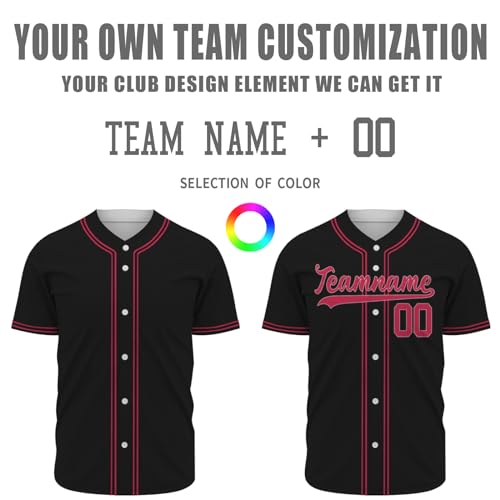 Camiseta personalizada de béisbol blanca, negra y roja sin estampados para hombres, mujeres y niños miniatura 5