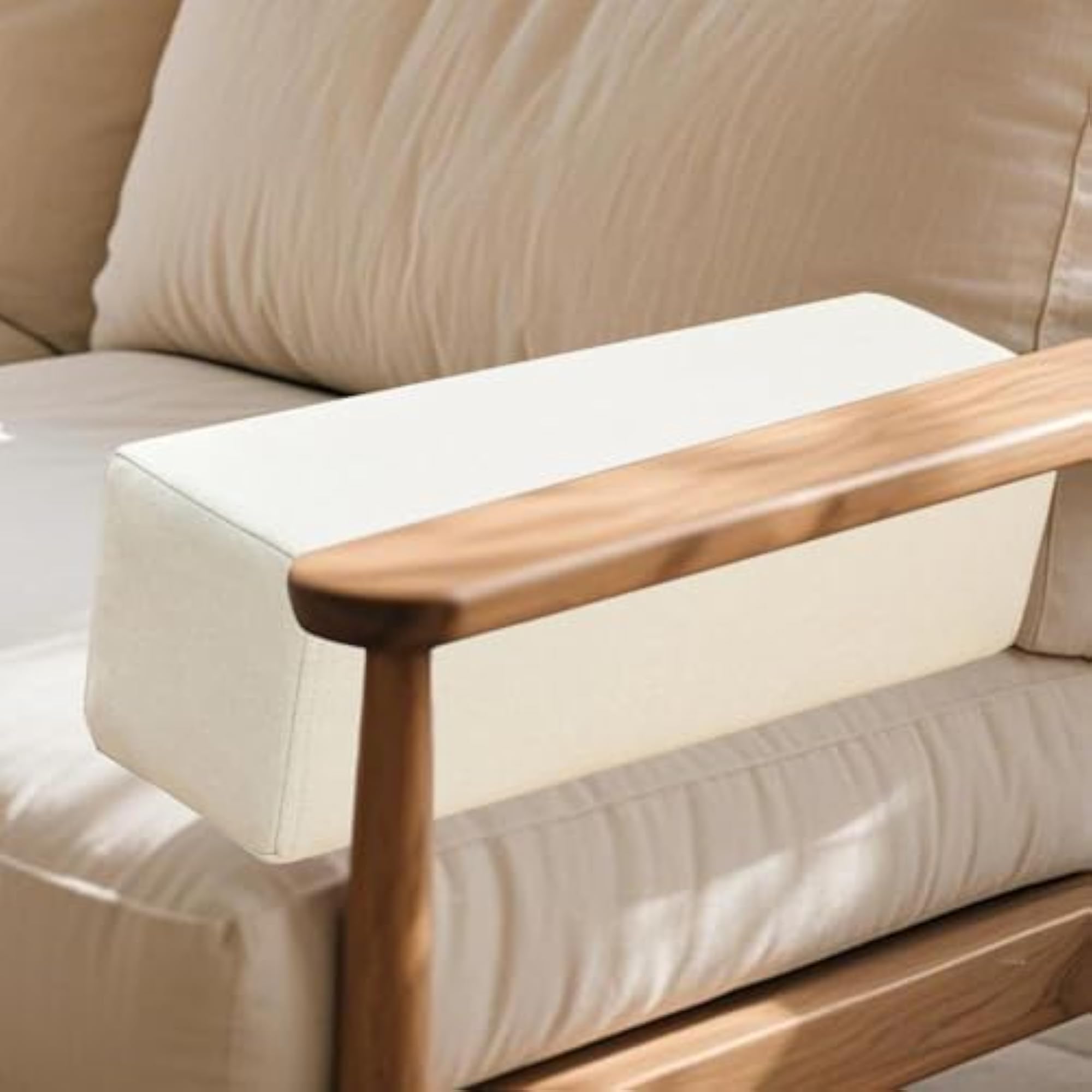 Couch Side Arm Rest Pillow, Beige White