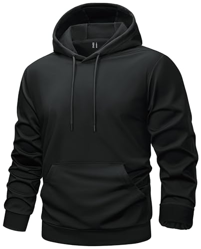 TACVASEN Mens Hoodies Fleece Lined Pullover Athletic Water-resistant Casual Workout Midweight Sweatshirts Kangaroo Pockets