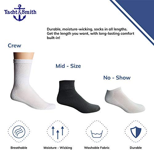 12 Pack of Yacht & Smith Big And Tall Mens Sport Crew Socks Wholesale Bulk (King Size) Socks, by SOCKS'NBULK4