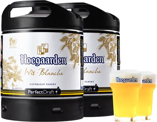 Pack 2 fûts de bière 6 litres Perfectdraft - 2 verres associés (Hoegaarden Blanche + 2 verres 33 cl)