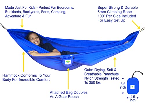 Hammock-Bliss-Sky-Kid-Hammock-Kids-Hammock-Small-Camping-Hammock-Kids-Camping-Gear-IndoorOutdoor-The-Ideal-Starter-Hammock-for-Kids