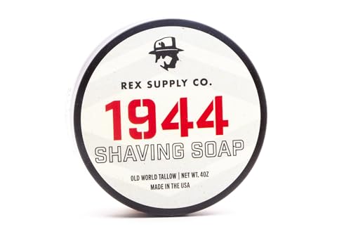 Rex Supply Co. 1944 Old World Tallow Shaving Soap – West Indian Bay Rum, Bitter Orange Zest & Leather - Rich Moisturizing Lather & Superior Glide for a Smooth, Irritation-Free Shave - 4oz