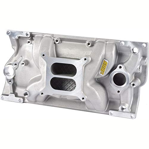 JEGS Small Block Chevy 1996-2002 Intake Manifold | For Use With Vortec Cast Iron Cylinder Heads | Non-EGR Design | Idle - 5500 RPM Power Range | Cast Aluminum | Square Bore Carburetor Mounting Pad
