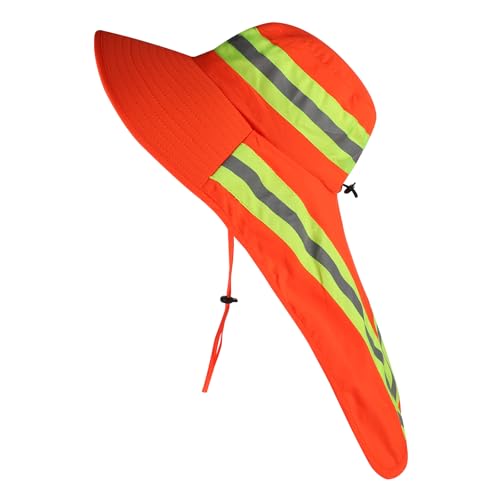 Image of Unisex High Visibility Reflective Bucket Hat Mesh Wide Brim Work Safety Boonie Hat Sun Protection Packable Sun Cap Bucket Cap