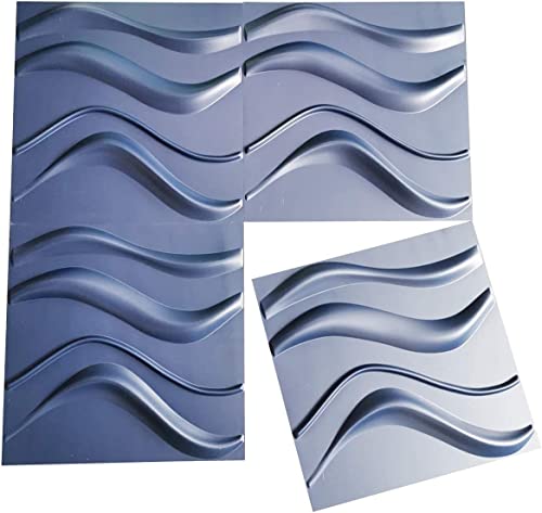 Image of Art3d Navy Blue 3D Wall Panel PVC Slim Wave Covers 32 Sqft, for Interior Wall Decor in Living Room,Bedroom,Lobby,Office,Shopping Mall