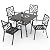 Crownland 5 Piece Outdoor Dining Set, Patio Metal Dining Sets, 4 Stackable Metal Chairs and Square Outdoor Dining Table with 1.57" Umbrella Hole, for Backyard, Lawn, Garden (Classic Black)