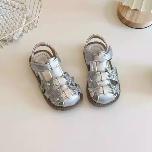 Toddler Girls Sandals Cute Closed-Toe T-Strap Kids Flower Girl Soft Rubber Princess Summer Flats Dress Sandals Shoes4