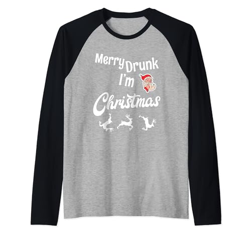 Ugly Christmas Sweater Merry Drunk I'm Christmas Raglan