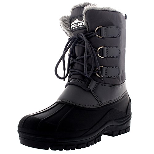 Polar Mens Muck Lace Up Short Nylon Winter Snow Rain Lace Up Casual Duck Boots