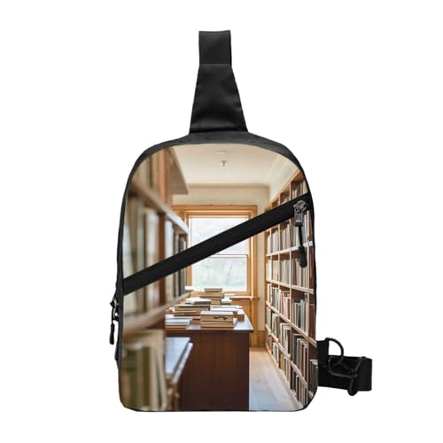 Book Room Library Print Men's and Women's Foldable Crossbody Bag,Sports Crossbody Bags,and Daily Chest Bags