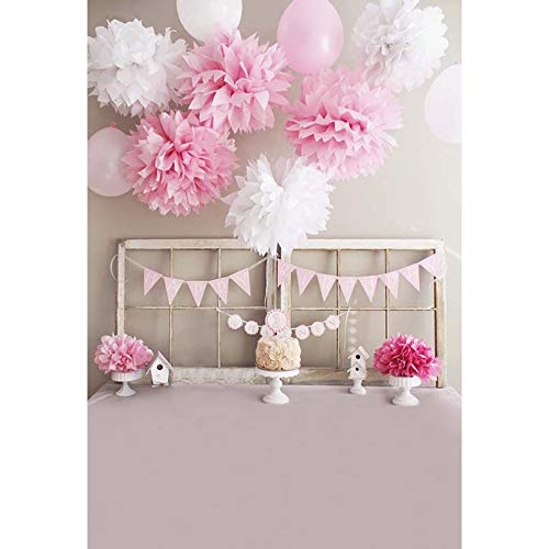 Chevrons Wall Balloons 1st Birthday Cake Baby Photo Background Fondos de fotografía Personalizados para Estudio fotográfico A34 7x5ft / 2.1x1.5m