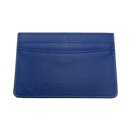 Slim Card Holder, Genuine Leather, Multiple Card Slots, 6 Fashion Colors (Blue)