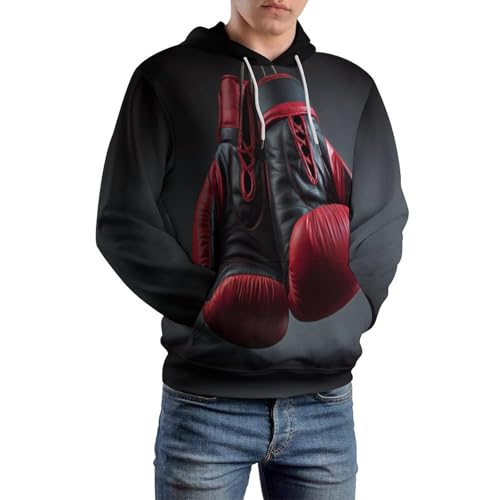 Gants de boxe noirs 3D sweat à capuche imprimé pull couple original - 6